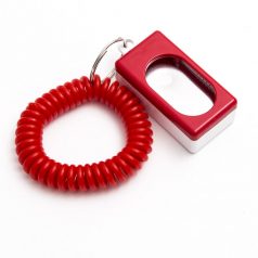 This is a picture of a red clicker with red wrist coil