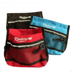 This is a picture of Red, Black and blue dog treat bags